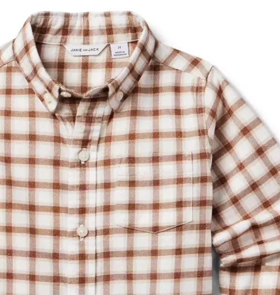 Janie and Jack Shirts-Plaid Flannel Shirt jet ivory plaid