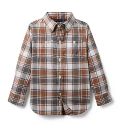 Janie and Jack Shirts-Plaid Flannel Shirt rich brown plaid