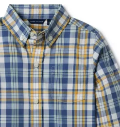 Janie and Jack Shirts-Plaid Poplin Shirt nantucket blue plaid