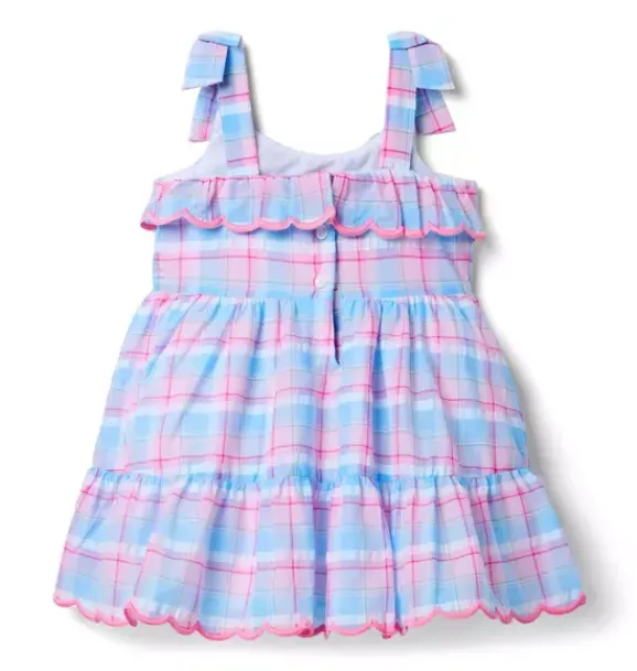 Janie and Jack Dresses-Plaid Ruffle Dress blue skies plaid