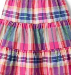 Janie and Jack Dresses-Plaid Tiered Dress pink melon plaid