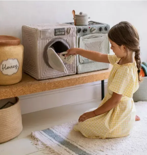Janie and Jack Imaginary Play|Storage-Play Basket Washing Machine pearl