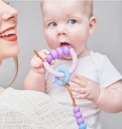 Janie and Jack Teethers And Bottles-Plum Arch Ring Teether purple