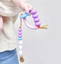 Janie and Jack Teethers And Bottles-Plum Arch Ring Teether + Clip Set purple