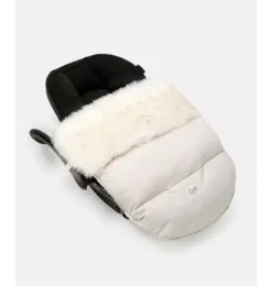 Janie and Jack Strollers-PlushPOD - Tundra Plush heather beige - white faux fur