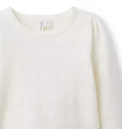 Janie and Jack Sweaters & Sweatshirts-Pointelle Bell Sleeve Sweater jet ivory