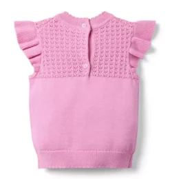 Janie and Jack Sweaters & Sweatshirts-Pointelle Bow Sweater Top raspberry pink