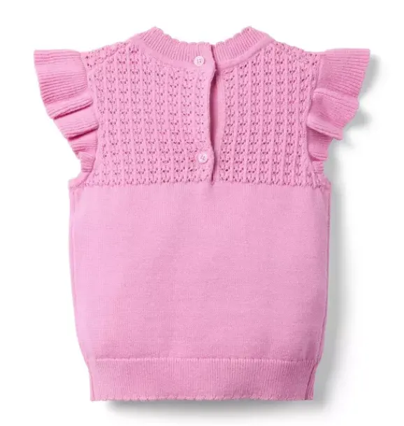 Janie and Jack Sweaters & Sweatshirts-Pointelle Bow Sweater Top raspberry pink