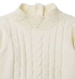 Janie and Jack Sweaters & Sweatshirts-Pointelle Cable Knit Sweater cream and sugar