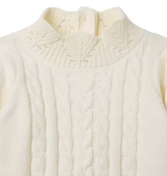 Janie and Jack Sweaters & Sweatshirts-Pointelle Cable Knit Sweater cream and sugar