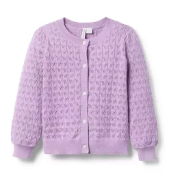 Janie and Jack Sweaters & Sweatshirts-Pointelle Cardigan alpine purple