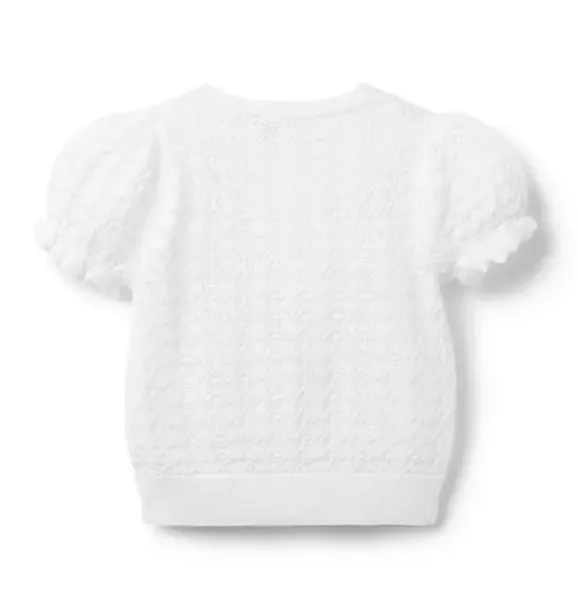 Janie and Jack Sweaters & Sweatshirts-Pointelle Puff Sleeve Cardigan white