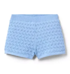 Janie and Jack Skirts & Shorts|Matching Sets-Pointelle Sweater Short blue bead