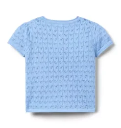 Janie and Jack Sweaters & Sweatshirts|Matching Sets-Pointelle Sweater Top blue bead