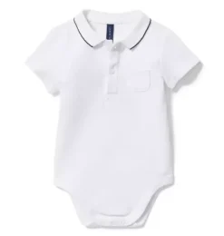 Janie and Jack Tops & Bodysuits-Polo Bodysuit white