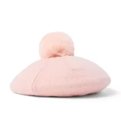 Janie and Jack Hats, Scarves, & Gloves-Pom Beret peach candy