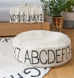 Janie and Jack Decorative Pillows And Throws-Pouf ABC - Black natural