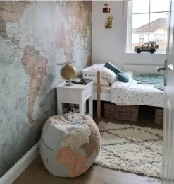 Janie and Jack Decorative Pillows And Throws-Pouf World Map multicolor