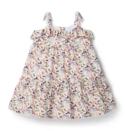 Janie and Jack Dresses-Quey 2 Dress Made With Liberty Fabric white quey 2 animal print