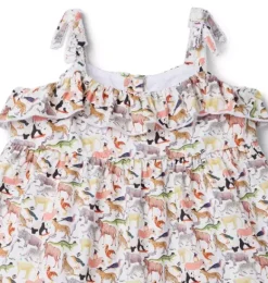 Janie and Jack Dresses-Quey 2 Dress Made With Liberty Fabric white quey 2 animal print