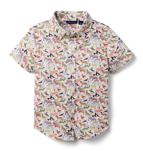 Janie and Jack Swim Outfits|Matching Sets-Quey 2 Shirt Made With Liberty Fabric white quey 2 animal print