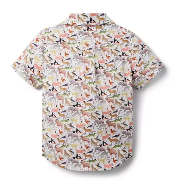 Janie and Jack Swim Outfits|Matching Sets-Quey 2 Shirt Made With Liberty Fabric white quey 2 animal print