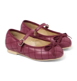 Janie and Jack Shoes-Quilted Bow Ballet Flat burgundy