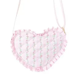 Janie and Jack Kids Accessories-Quilted Floral Heart Purse pink