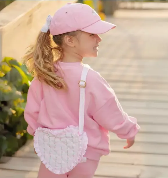 Janie and Jack Kids Accessories-Quilted Floral Heart Purse pink
