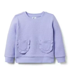 Janie and Jack Sweaters & Sweatshirts-Quilted Jacquard Ruffle Pocket Sweatshirt pastel purple