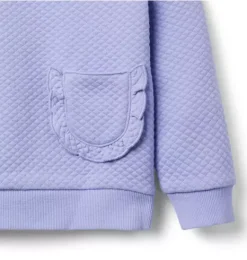 Janie and Jack Sweaters & Sweatshirts-Quilted Jacquard Ruffle Pocket Sweatshirt pastel purple