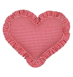 Janie and Jack Seasonal Décor|Decorative Pillows And Throws-"" Heart Pillow with Frill red checkered