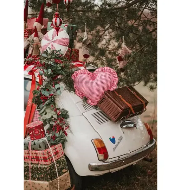 Janie and Jack Seasonal Décor|Decorative Pillows And Throws-"" Heart Pillow with Frill red checkered