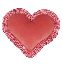 Janie and Jack Seasonal Décor|Decorative Pillows And Throws-"" Heart Pillow with Checke Frill red