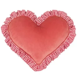 Janie and Jack Seasonal Décor|Decorative Pillows And Throws-"" Heart Pillow with Checke Frill red