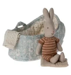 Janie and Jack Stuffed Animals-Rabbit in Carry Cot, Micro - Maroon multi