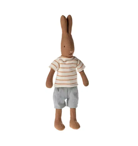 Janie and Jack Stuffed Animals-Rabbit, Size 1 - Chocolate Brown multi