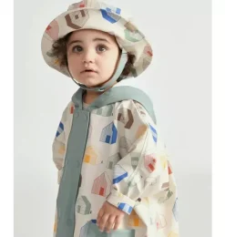 Janie and Jack Kids Accessories-Rain Bucket Hat print house teal
