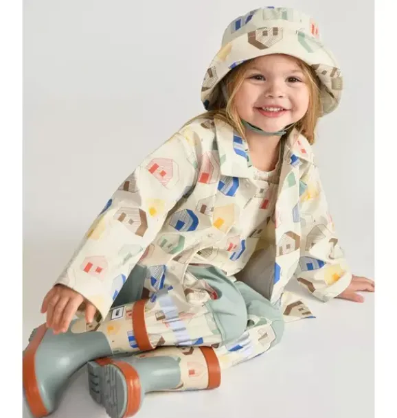 Janie and Jack Kids Accessories-Rain Bucket Hat print house teal