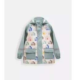 Janie and Jack Kids Clothing-Rain Jacket print house teal