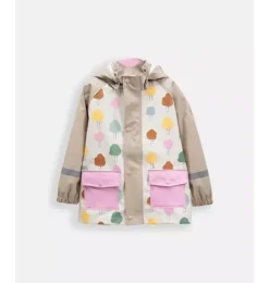 Janie and Jack Kids Clothing-Rain Jacket print tree beige