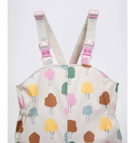 Janie and Jack Kids Clothing-Rain Suspender Pants print tree beige