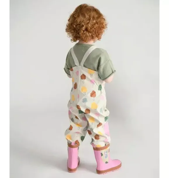 Janie and Jack Kids Clothing-Rain Suspender Pants print tree beige