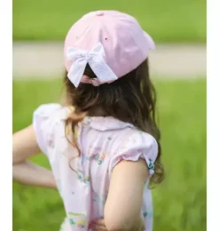 Janie and Jack Kids Accessories-Rainbow Golf Cart Bow Baseball Hat pink