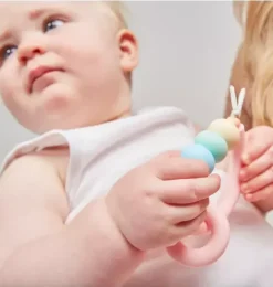 Janie and Jack Teethers And Bottles-Rainbow Sherbet Arch Ring Teether pastel