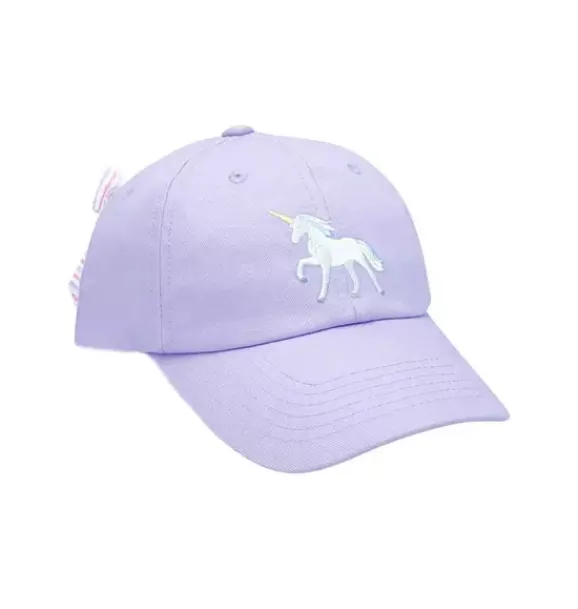 Janie and Jack Kids Accessories-Rainbow Unicorn Bow Baseball Hat lavender