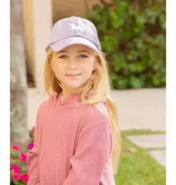Janie and Jack Kids Accessories-Rainbow Unicorn Bow Baseball Hat lavender