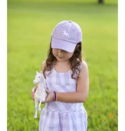 Janie and Jack Kids Accessories-Rainbow Unicorn Bow Baseball Hat lavender