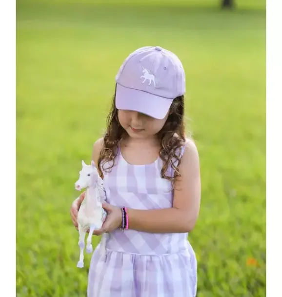 Janie and Jack Kids Accessories-Rainbow Unicorn Bow Baseball Hat lavender