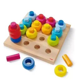 Janie and Jack Development Toys-Rainbow Whirls Wooden Sorting and Stacking Game multi-color